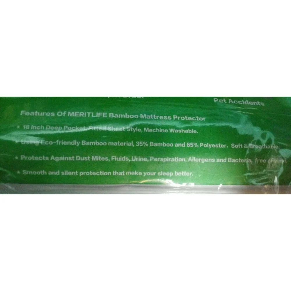 Waterproof Fabric Mattress Protector Queen Size Deep Pockets by Meritlife